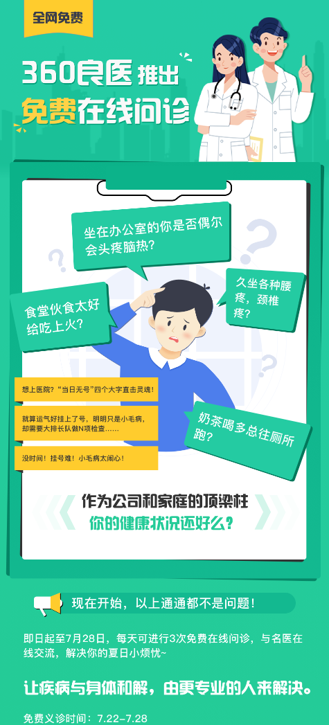 【全网免费】360良医推出免费在线问诊